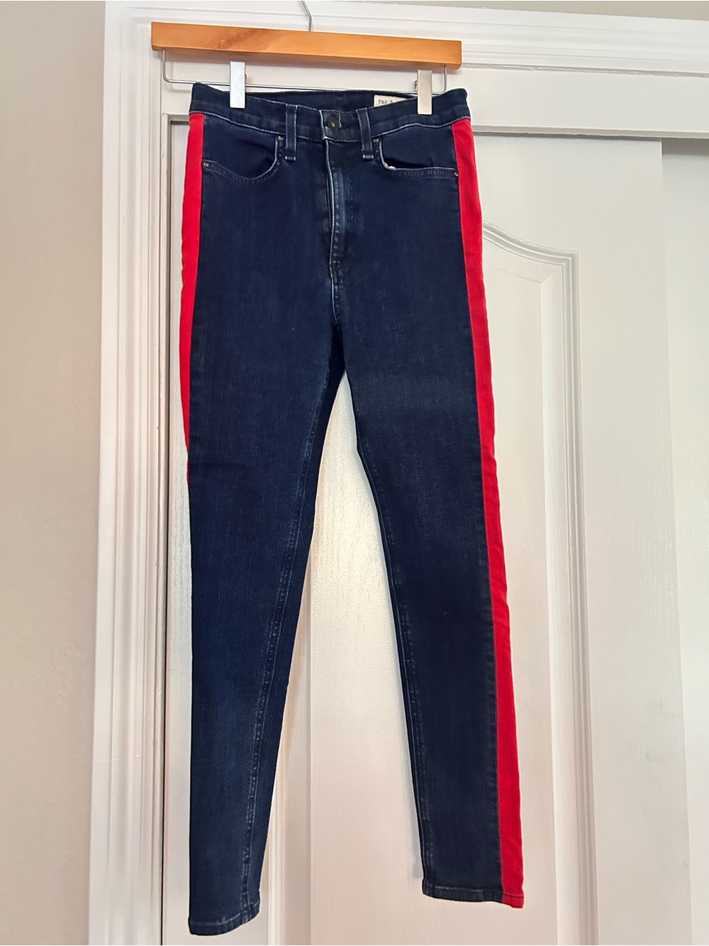 Rag & Bone Dark Blue Women's Jeans with Red Side Stripe